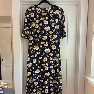 Boden size 12L Alexis Jersey Dress in Navy floral